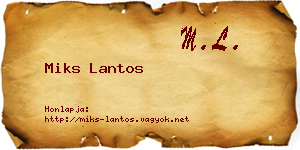 Miks Lantos névjegykártya